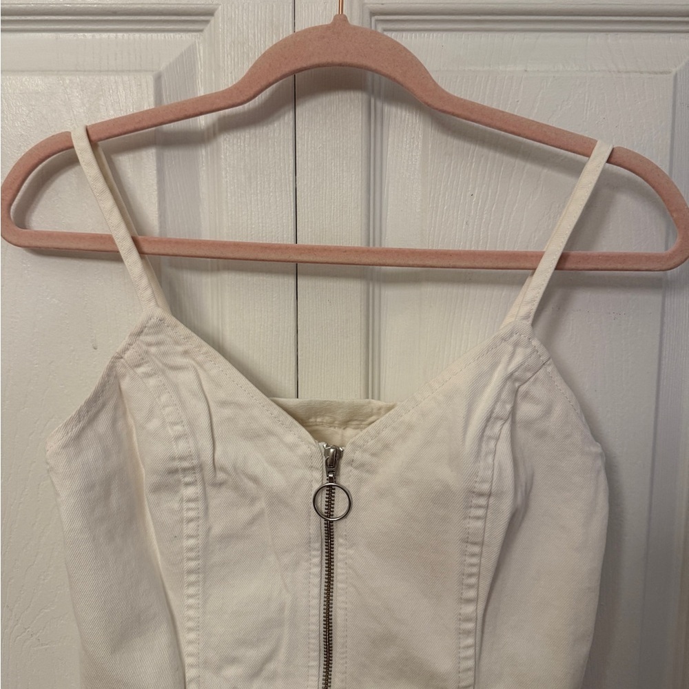 Topshop Ivory Zip-Front Dress 4 - Picture 4 of 11